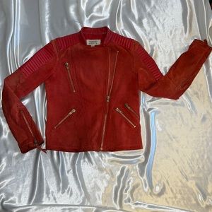 Vintage red leather mango biker jacket